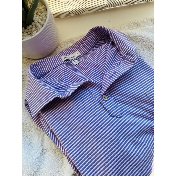 Peter Millar soft cotton blend purple pinstripe polo men's sz L - Picture 1 of 4